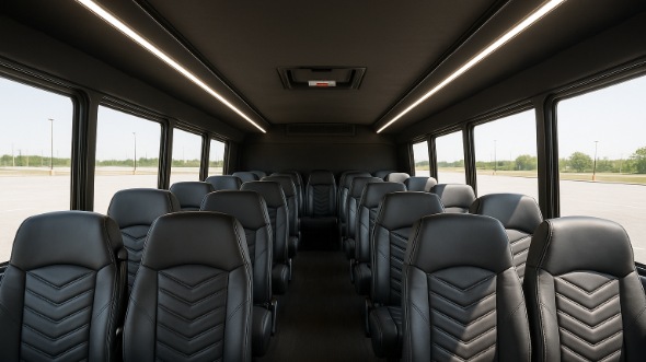 Interior of Charter Bus Company Chino Hills's 30 Passenger Minibus in Chino Hills
