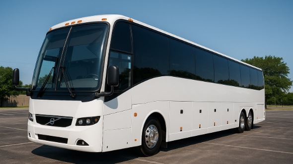 Exterior of Charter Bus Company Chino Hills's 50 Passenger Charter Bus in Chino Hills