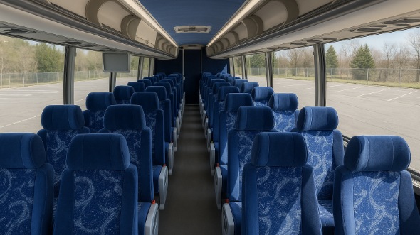 Interior of Charter Bus Company Chino Hills's 50 Passenger Charter Bus in Chino Hills