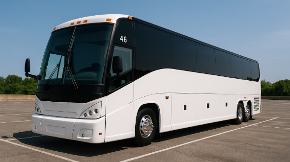 Exterior of Charter Bus Company Eastvale's 54 Passenger Charter Bus in Eastvale