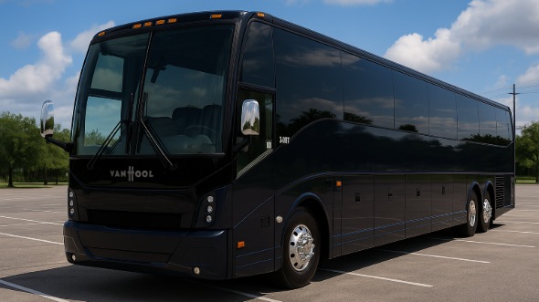 Exterior of Charter Bus Company Chino Hills's 55 Passenger Charter Bus in Chino Hills