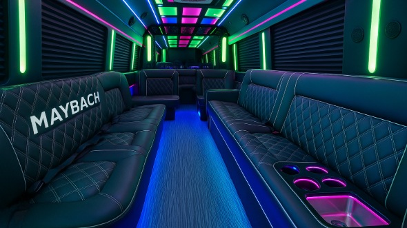 Interior of Charter Bus Company Eastvale's Party Bus in Eastvale