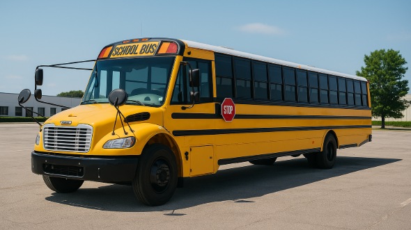 Exterior of Charter Bus Company Chino Hills's School Bus in Chino Hills