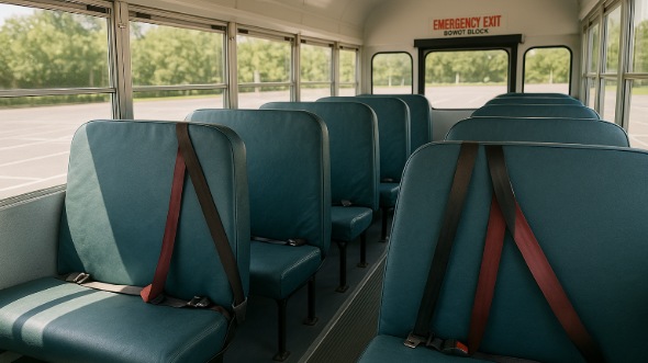 Interior of Charter Bus Company Chino Hills's School Bus in Chino Hills