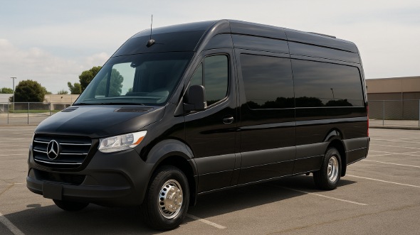 Exterior of Charter Bus Company Chino Hills's Sprinter Limo in Chino Hills