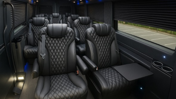 Interior of Charter Bus Company Chino Hills's Sprinter Van Rental With Driver in Chino Hills